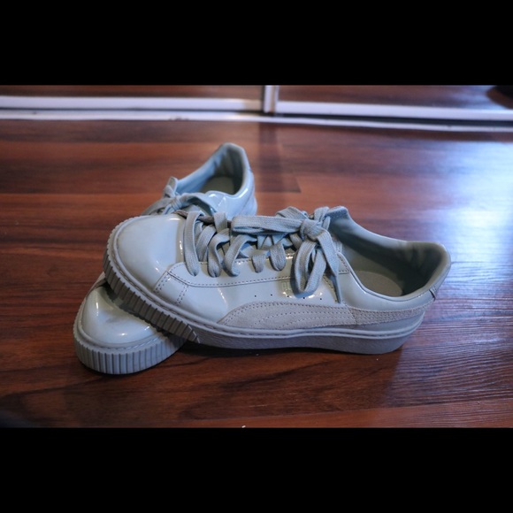 Puma Shoes - Puma Basket Platform Patent Sneakers (Size 9.5)